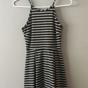 Black and white striped dress